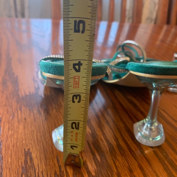 Shein Women’s Green/Jade and Silver Tie-Up Sandal Heels, Size 9 - Picture 8 of 9